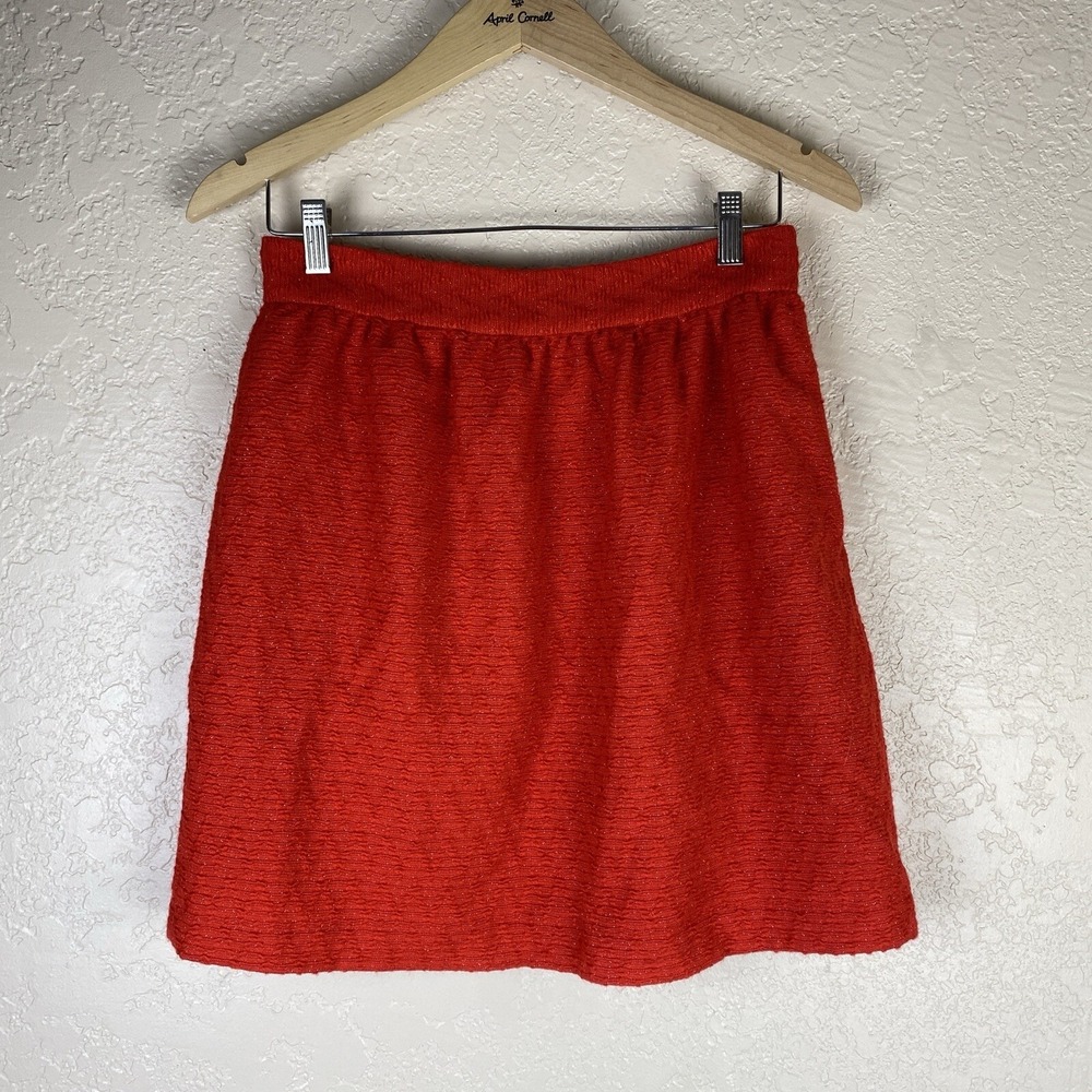 Alice Olivia 6 Tweed Mini Skirt A Line Red Knit Preppy School Girl Gold Glitter